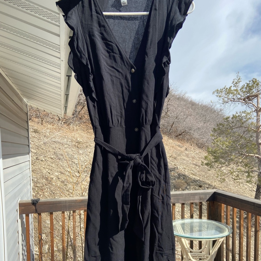Black midi button down dress